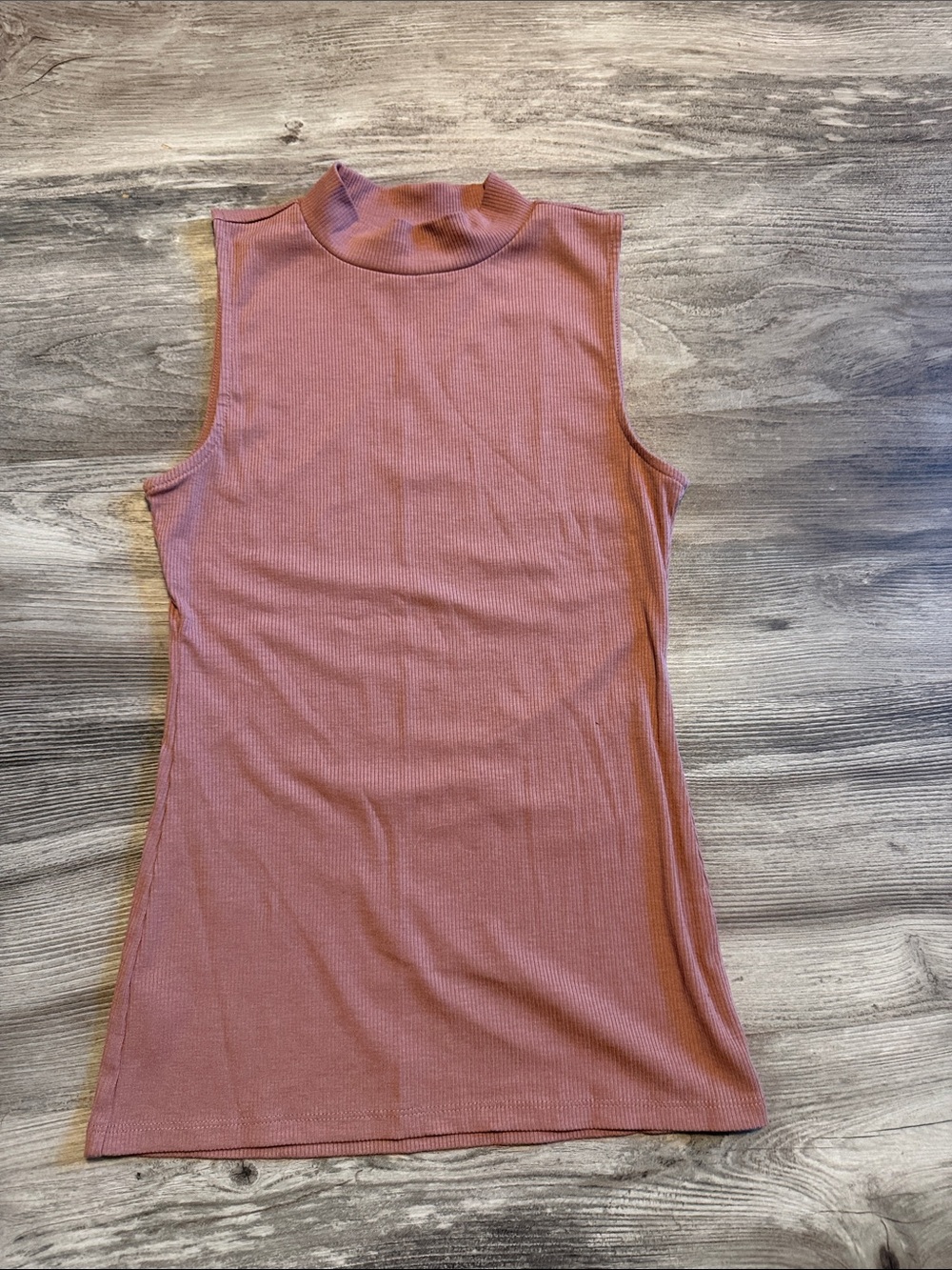 LOFT Ribbed Mock Neck Tank Top - Rose Mauve